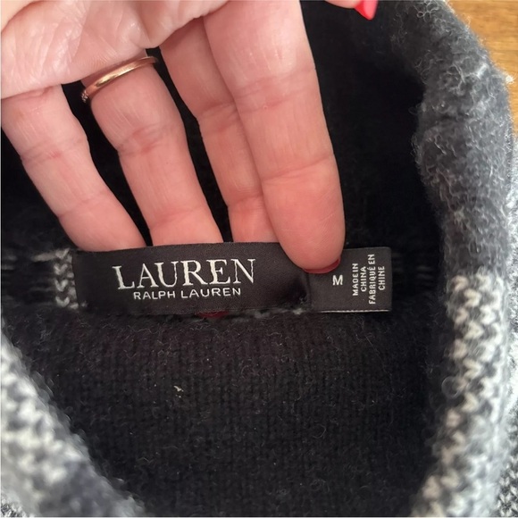 Lauren Ralph Lauren Sweater Womens Medium Black White Buffalo Plaid Soft - Picture 11 of 15